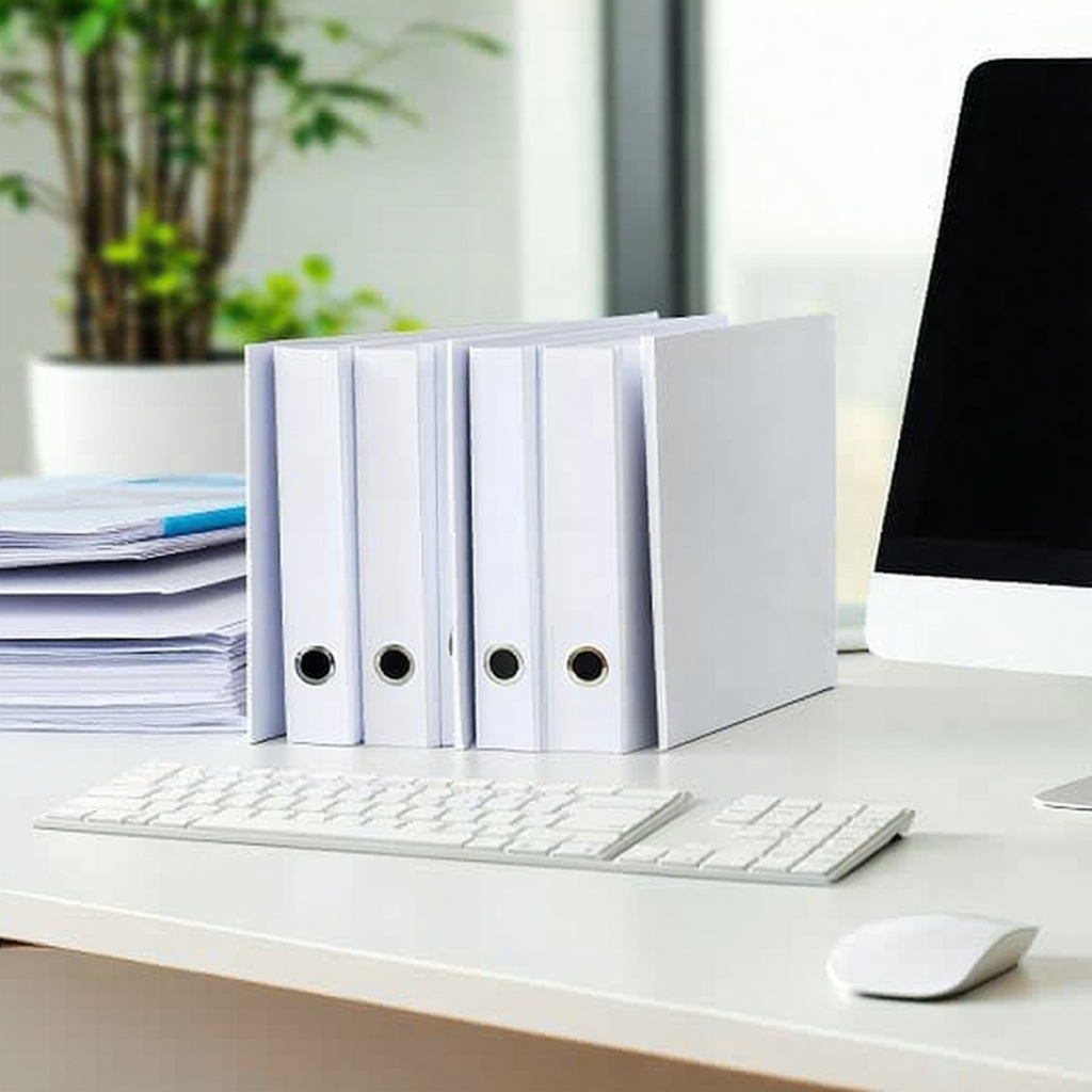 realistic files on a desk in an office-1